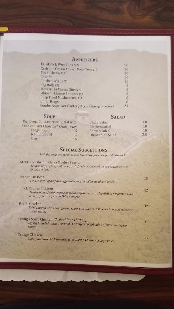 China Garden Restaurant Menu image 2